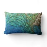 Peacock Feathers I Colorful Abstract Nature Design Lumbar Pillow
