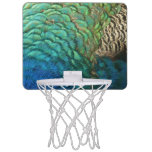 Peacock Feathers I Colorful Abstract Nature Design Mini Basketball Hoop