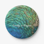 Peacock Feathers I Colorful Abstract Nature Design Paper Plates
