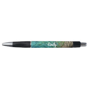 Peacock Feathers I Colorful Abstract Nature Design Pen