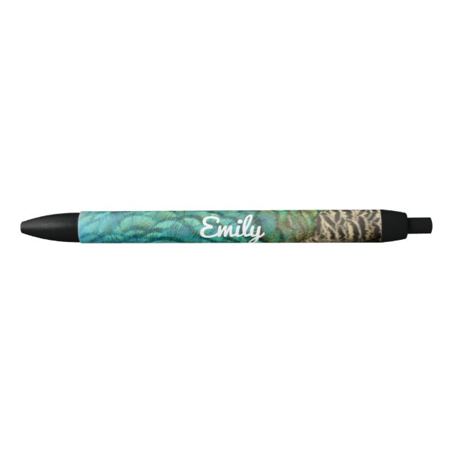 Peacock Feathers I Colorful Abstract Nature Design Pen (Front)