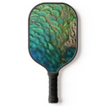 Peacock Feathers I Colorful Abstract Nature Design Pickleball Paddle