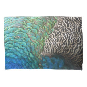 Peacock Feathers I Colorful Abstract Nature Design Pillow Case
