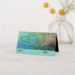 Peacock Feathers I Colorful Abstract Nature Design Place Card