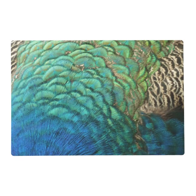 Peacock Feathers I Colorful Abstract Nature Design Placemat (Front)