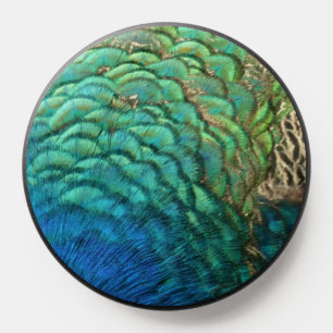 Peacock Feathers I Colorful Abstract Nature Design PopSocket