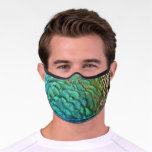 Peacock Feathers I Colorful Abstract Nature Design Premium Face Mask