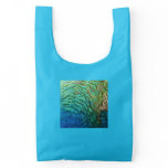 Peacock Feathers I Colorful Abstract Nature Design Reusable Bag
