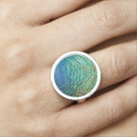 Peacock Feathers I Colorful Abstract Nature Design Ring