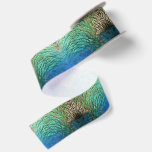 Peacock Feathers I Colorful Abstract Nature Design Satin Ribbon