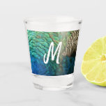 Peacock Feathers I Colorful Abstract Nature Design Shot Glass