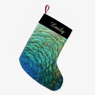 Peacock Feathers I Colorful Abstract Nature Design Small Christmas Stocking
