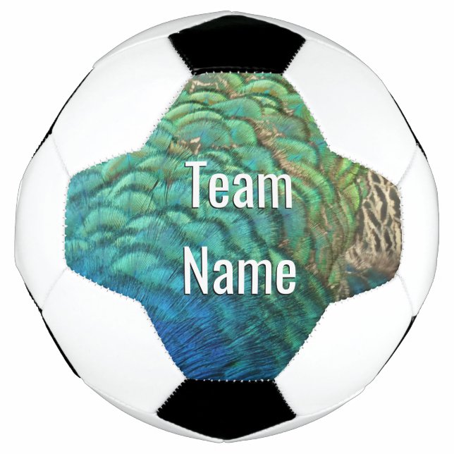 Peacock Feathers I Colorful Abstract Nature Design Soccer Ball (Front)