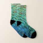 Peacock Feathers I Colorful Abstract Nature Design Socks