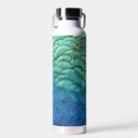 Peacock Feathers I Colorful Abstract Nature Design Water Bottle