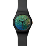 Peacock Feathers I Colorful Abstract Nature Design Wristwatch
