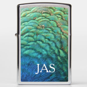 Peacock Feathers I Colorful Abstract Nature Design Zippo Lighter