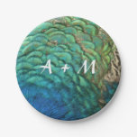 Peacock Feathers I Colorful Nature Personalized Paper Plate