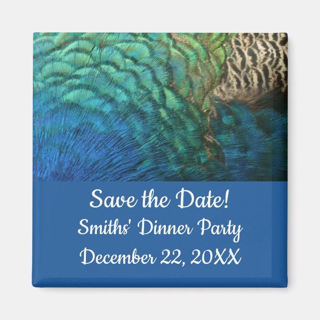 Peacock Feathers I Save the Date Magnet (Front)