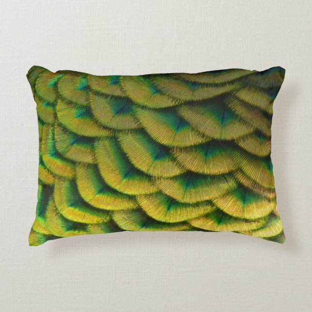 Peacock Feathers II Colorful Nature Accent Pillow (Front)