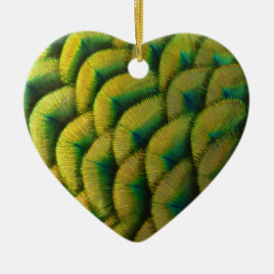 Peacock Feathers II Colorful Nature Ceramic Ornament