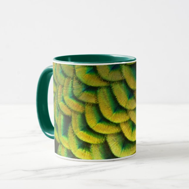 Peacock Feathers II Colorful Nature Mug (Front Left)