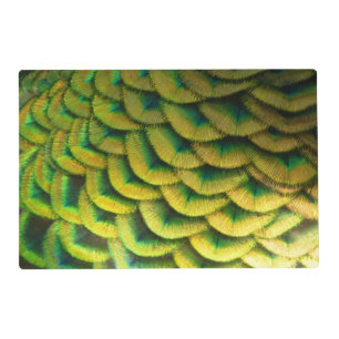 Peacock Feathers II Colorful Nature Placemat