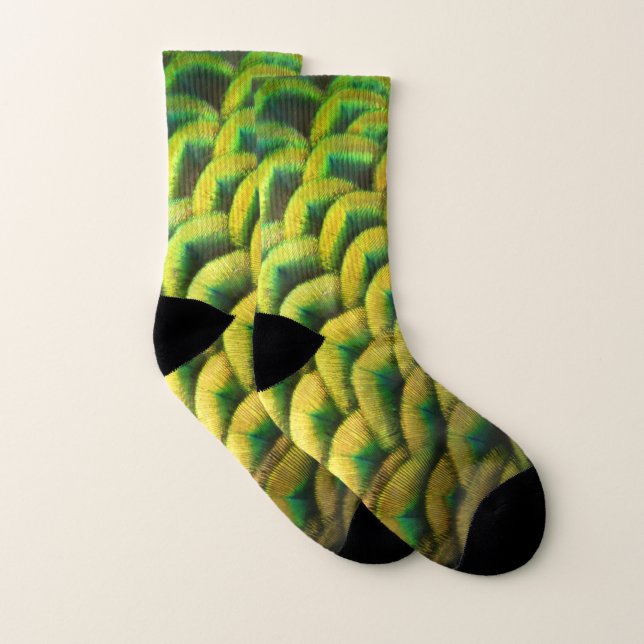 Peacock Feathers II Colorful Nature Socks (Pair)