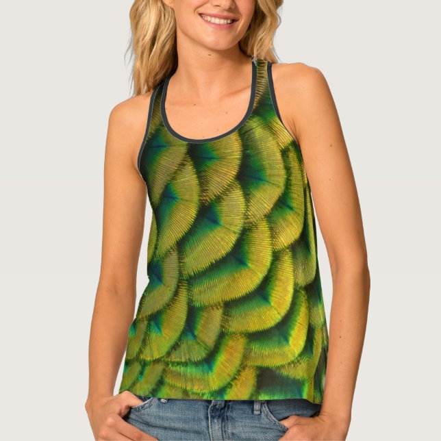 Peacock Feathers II Colorful Nature Tank Top (Front)