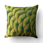 Peacock Feathers II Colorful Nature Throw Pillow