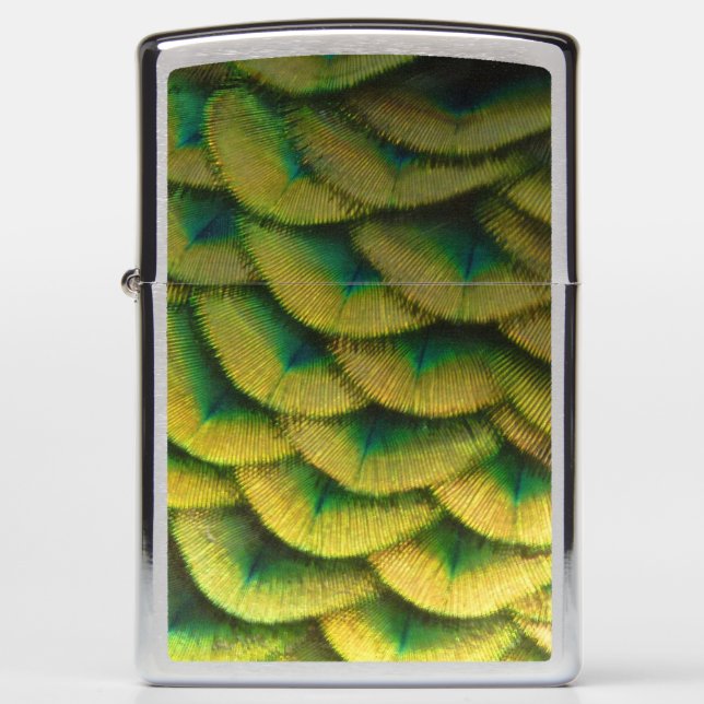 Peacock Feathers II Colorful Nature Zippo Lighter (Front)