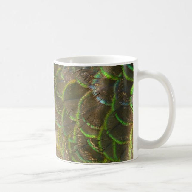 Peacock Feathers III (Female) Subtle Nature Design Coffee Mug (Right)