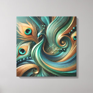 Peacock Feathers in Abstract Flow Canvas Art