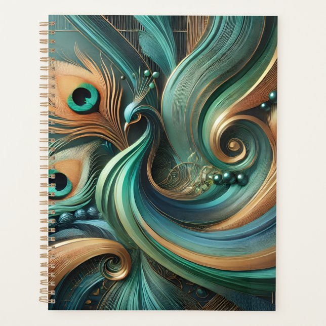 Peacock Feathers in Abstract Flow Planner (Front)