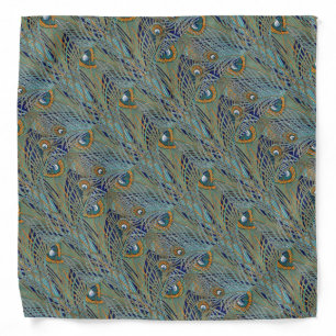 Peacock Feathers in Blue Bandana