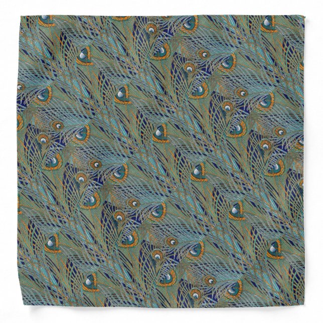 Peacock Feathers in Blue Bandana (Front)