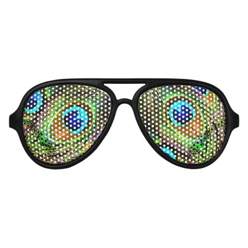 Peacock Feathers Invasion Aviator Sunglasses