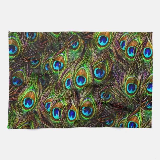 Peacock Feathers Invasion Kitchen Towel (Horizontal)