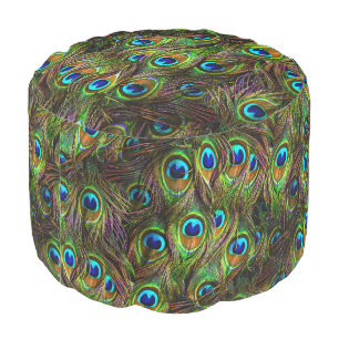 Peacock Feathers Invasion Pouf
