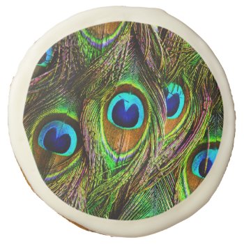 Peacock Feathers Invasion Sugar Cookie by BonniePhantasm at Zazzle