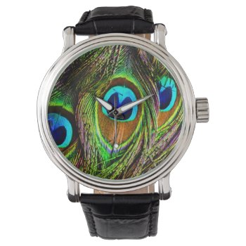 Peacock Feathers Invasion Watch by BonniePhantasm at Zazzle