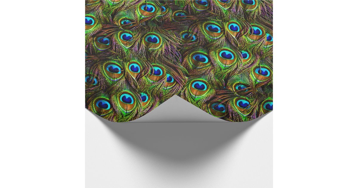 Peacock Feathers Invasion Wrapping Paper | Zazzle