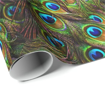 Peacock Feathers Invasion Wrapping Paper by BonniePhantasm at Zazzle
