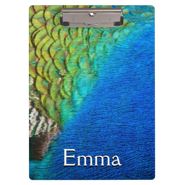 Peacock Feathers IV Colorful Abstract Nature Clipboard (Front)