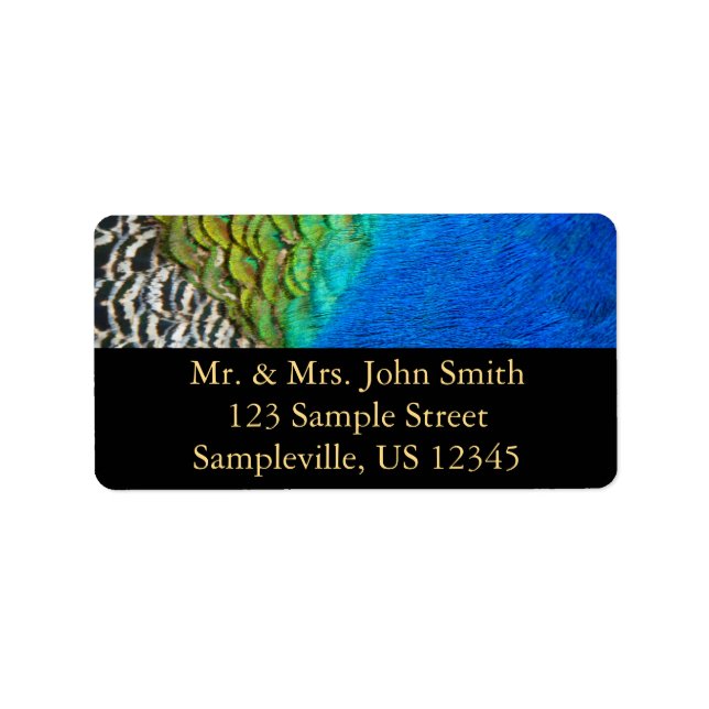 Peacock Feathers IV Colorful Abstract Nature Label (Front)