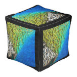 Peacock Feathers IV Colorful Abstract Nature Pouf