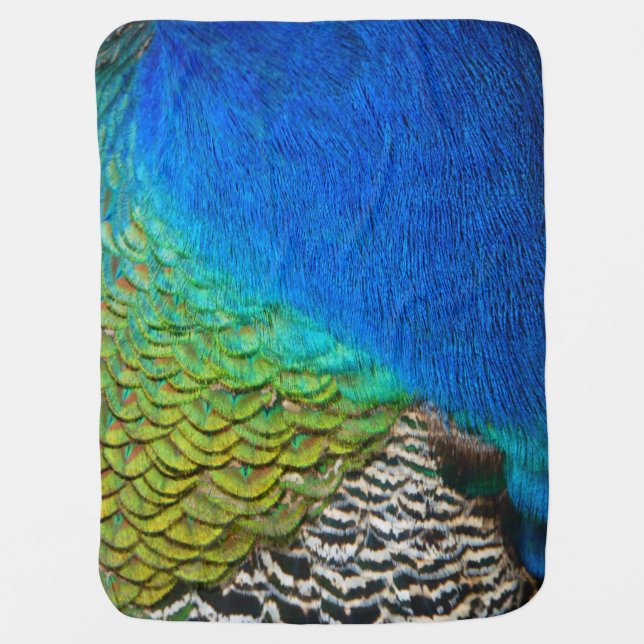 Peacock Feathers IV Colorful Abstract Nature Receiving Blanket (Front)