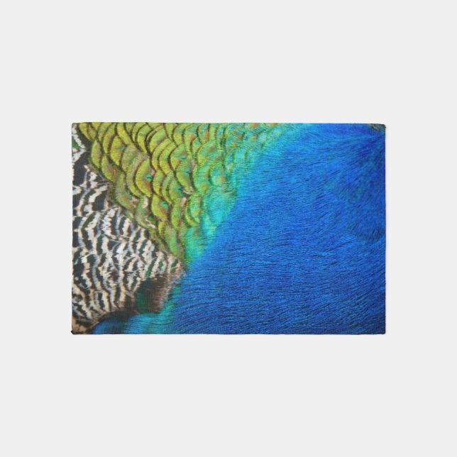 Peacock Feathers IV Colorful Abstract Nature Rug (Front)