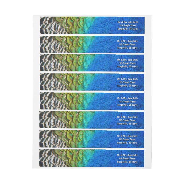 Peacock Feathers IV Colorful Abstract Nature Wrap Around Label (Sheet)