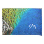 Peacock Feathers IV Colorful Nature Monogram Pillowcase